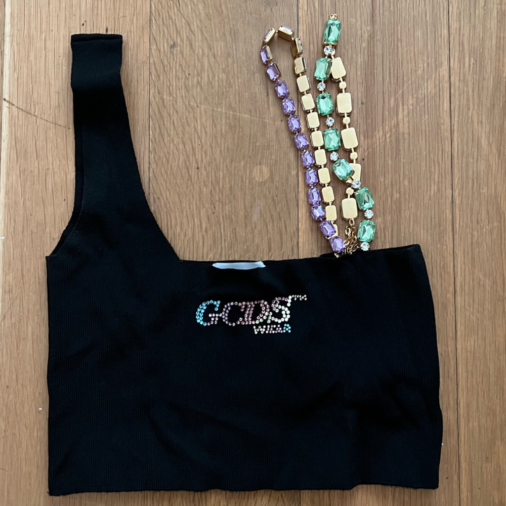 GCDS Logo Embellished Crop Top